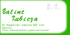 balint kubicza business card